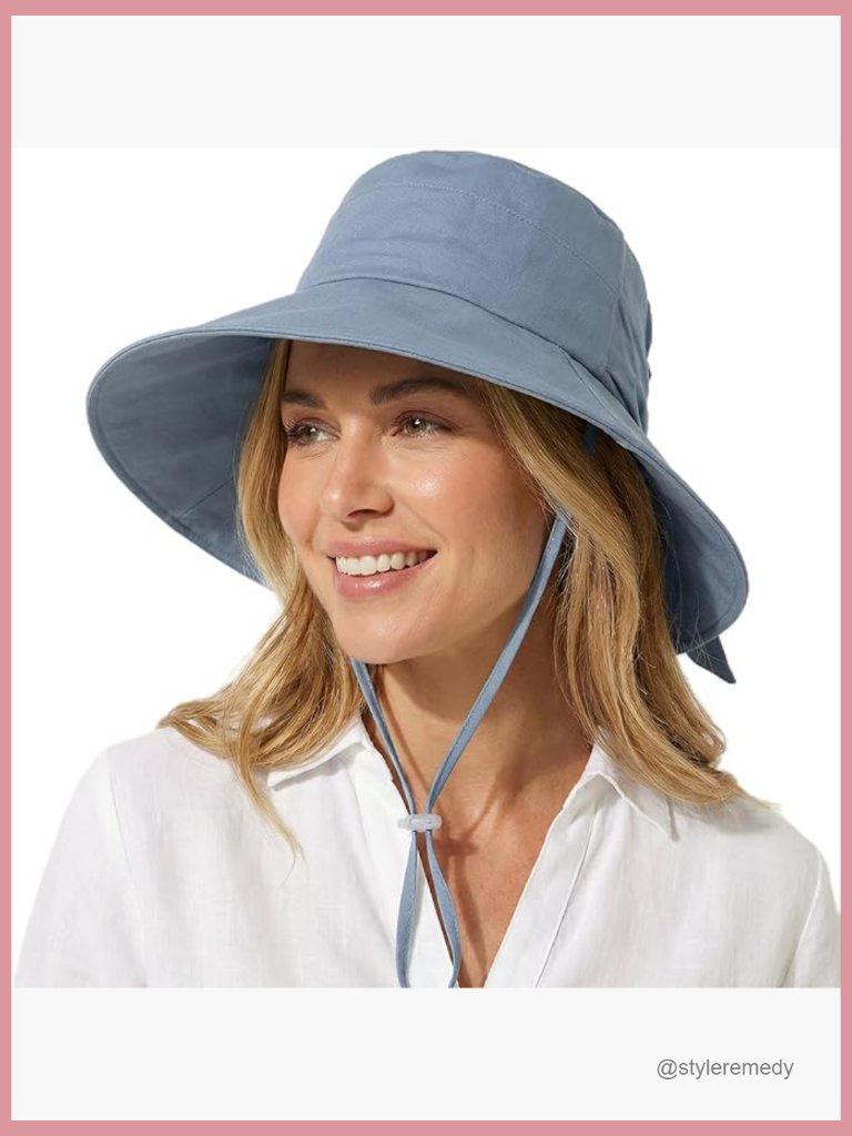 Upf 50+ Cotton Linen Wide Brim Sun Hat With Ponytail Hole